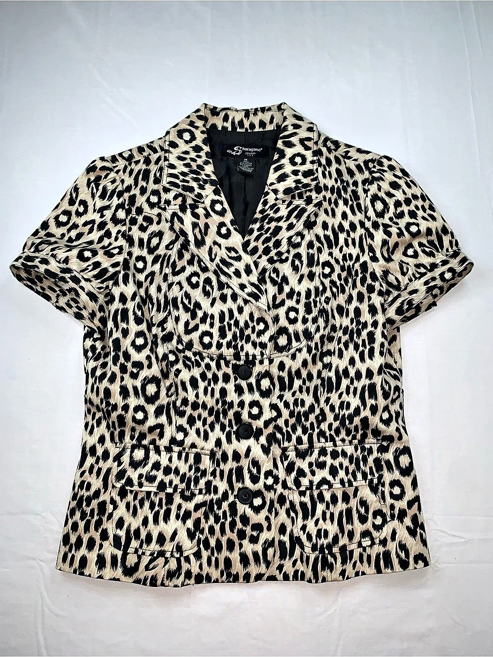 Salvatore Studio Animal Print Blazer Beige & Black Size Medium
